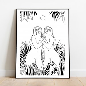 deux-femmes-cadre-serigraphie-foret-illustration-nantes-sarah-nyangue-saratoustra