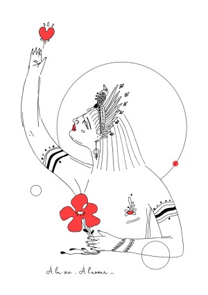 a-la-vie-a-l-amour-riso-illustration-déesse-print-affiche-love-fleur-nantes-sarah-nyangue-saratoustra