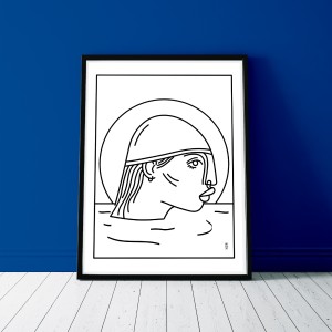 nageuse-mer-print-cadre-illustration-nantes-sarah-nyangue-saratoustra