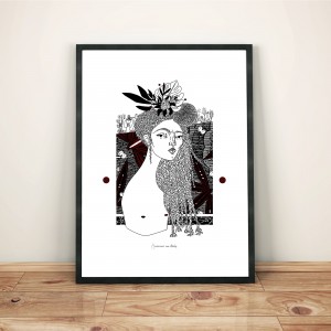 s-enraciner-aux-etoiles-cadre-serigraphie-illustration-nantes-afrique-sarah-nyangue-saratoustra