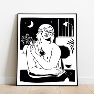 un-coeur-tendre-cadre-serigraphie-illustration-vin-sacre-nantes-sarah-nyangue-saratoustra